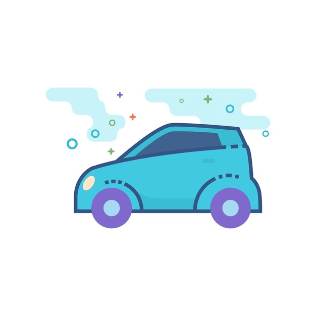 Ilustración de vector de estilo de color plano de icono de coche verde