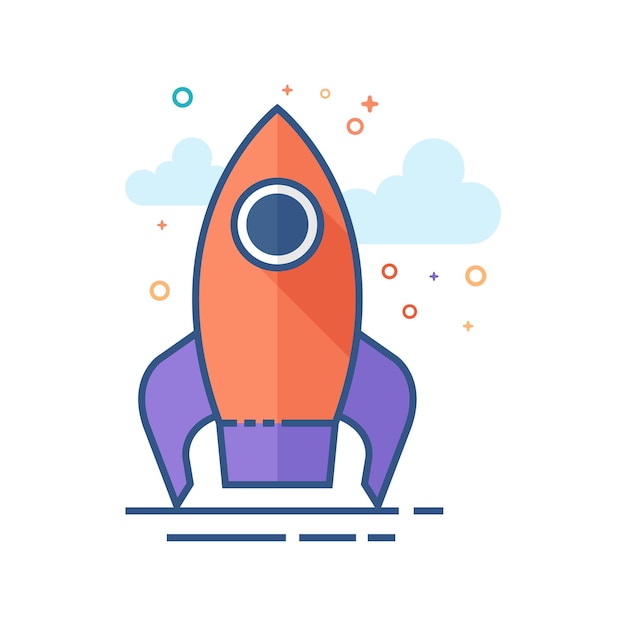 Ilustración de vector de estilo de color plano de icono de cohete