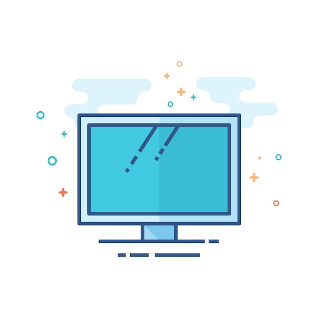 Ilustración de vector de estilo de color plano de icono de computadora de escritorio