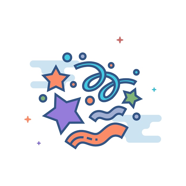 Ilustración de vector de estilo de color plano de icono de confeti