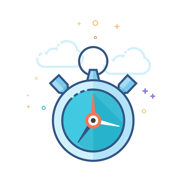 Ilustración de vector de estilo de color plano de icono de cronómetro