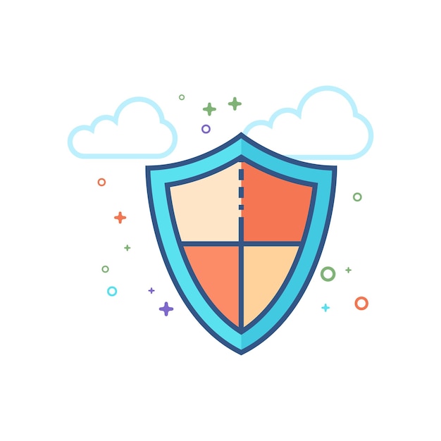 Ilustración de vector de estilo de color plano de icono de escudo