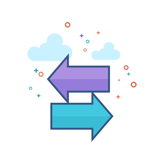 Ilustración de vector de estilo de color plano de icono de flechas