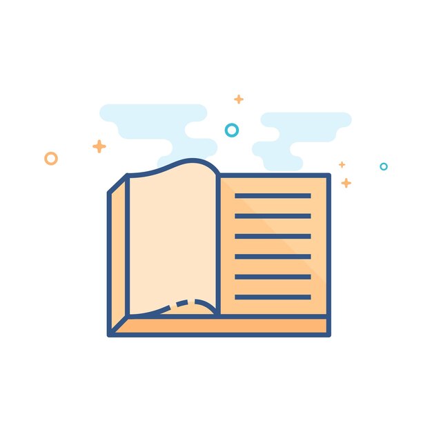 Ilustración de vector de estilo de color plano de icono de libros