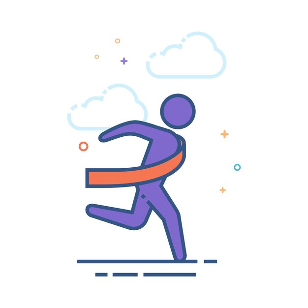 Ilustración de vector de estilo de color plano de icono de línea de meta