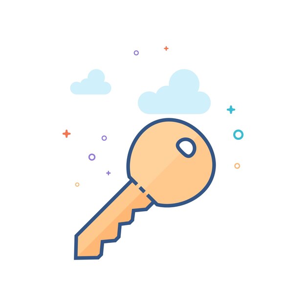 Ilustración de vector de estilo de color plano de icono de llave