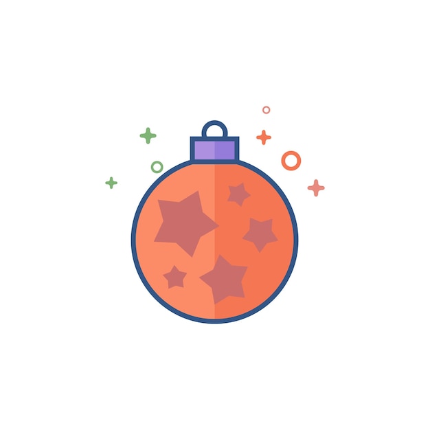 Ilustración de vector de estilo de color plano de icono de orbe de Navidad