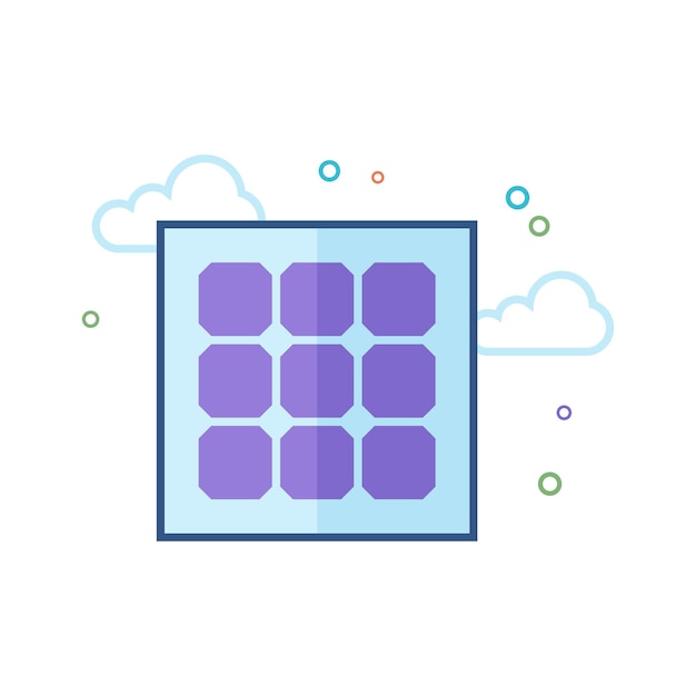 Ilustración de vector de estilo de color plano de icono de panel de células solares