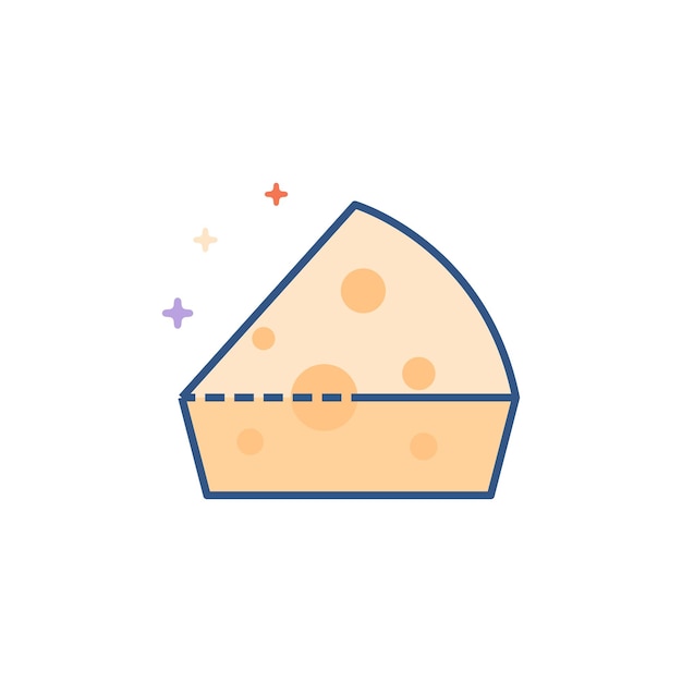 Ilustración de vector de estilo de color plano de icono de queso