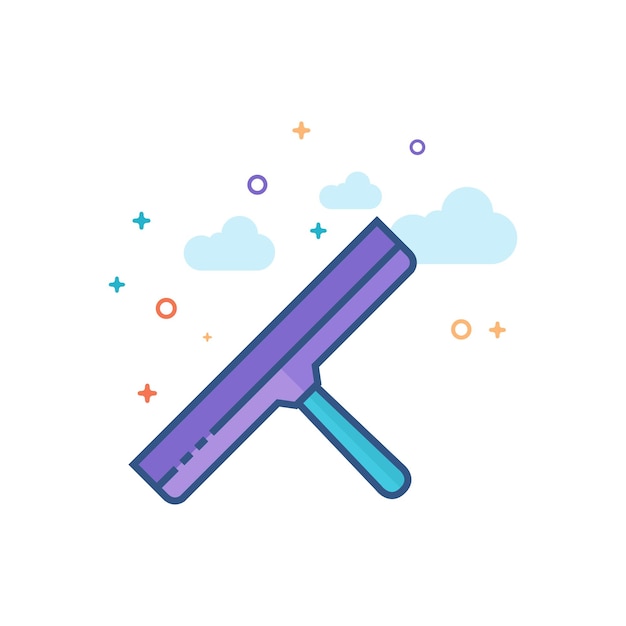 Ilustración de vector de estilo de color plano de icono de raspador de vidrio