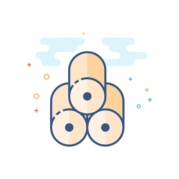 Ilustración de vector de estilo de color plano de icono de rollo de papel de impresión