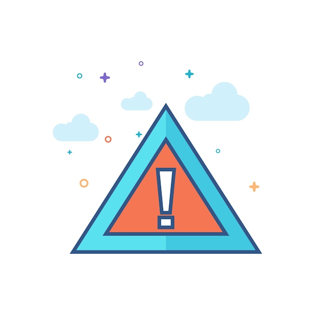 Ilustración de vector de estilo de color plano de icono de señal de advertencia