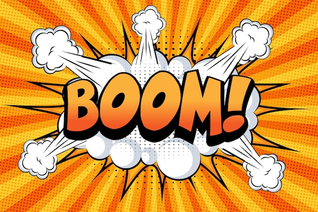 Ilustración de vector de estilo de dibujos animados de efecto de sonido cómico boom