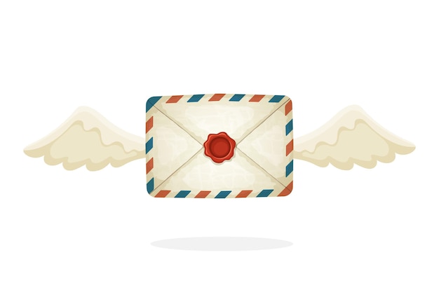 Ilustración de vector en estilo de dibujos animados Volando sobre de correo vintage cerrado