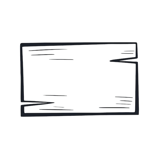 Ilustración de vector de estilo de doodle de letrero rectangular de madera vacía