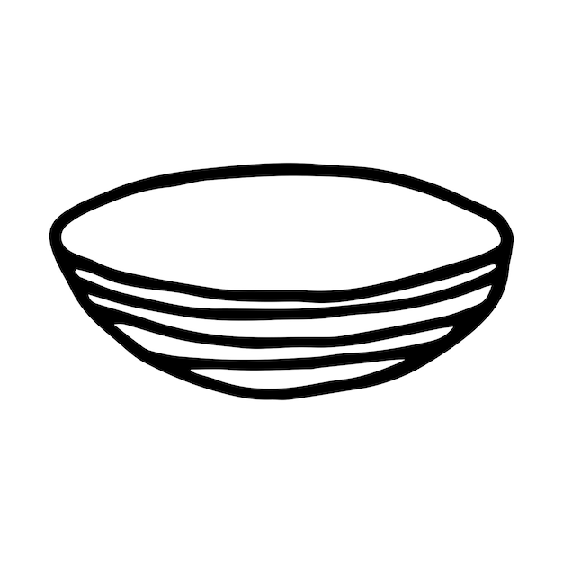 Ilustración de vector de estilo de doodle de tazón aislado en blanco