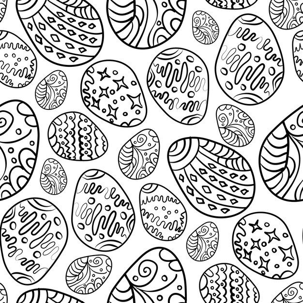 Ilustración de vector de estilo de esquema de huevos estilizados de patrones sin fisuras de Pascua
