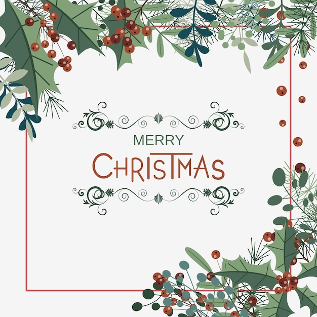 Ilustración de vector de estilo floral de Navidad y año nuevo