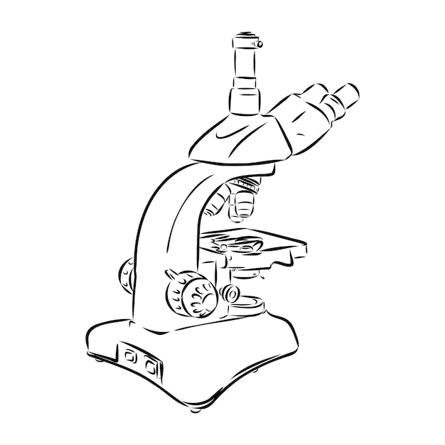 Ilustración de vector de estilo de línea de microscopio. Logotipo de microscopio. ilustración vectorial