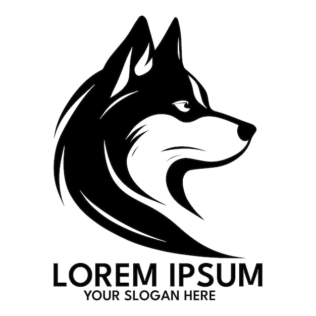 Ilustración de vector de estilo de logotipo de silueta Husky