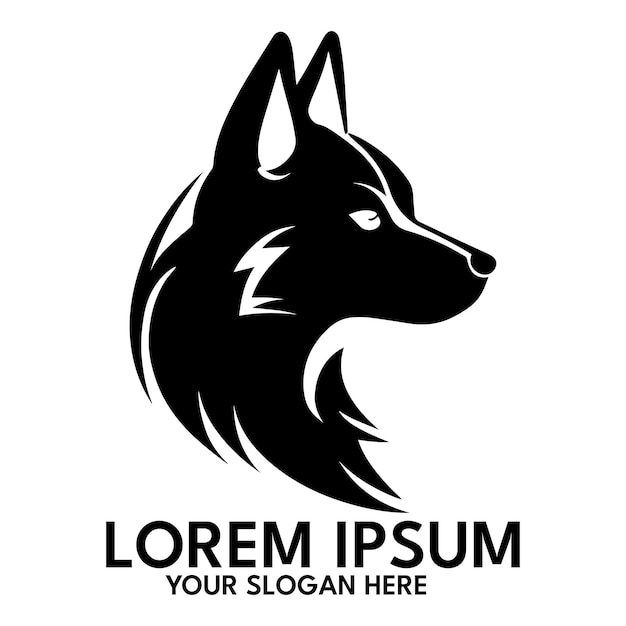 Ilustración de vector de estilo de logotipo de silueta Husky