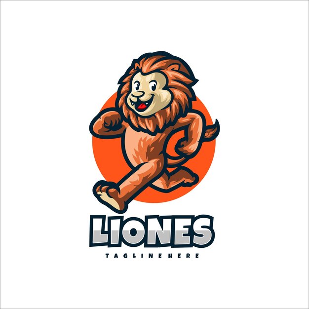 Ilustración Vector Estilo Mascota León