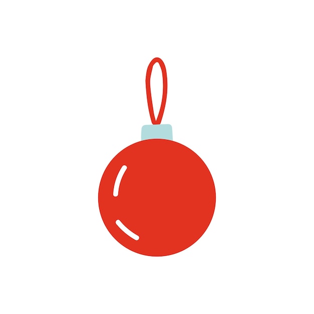 Ilustración de vector de estilo plano de bola de Navidad roja