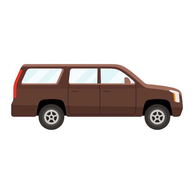 Ilustración de vector de estilo plano de color marrón de vehículo Van
