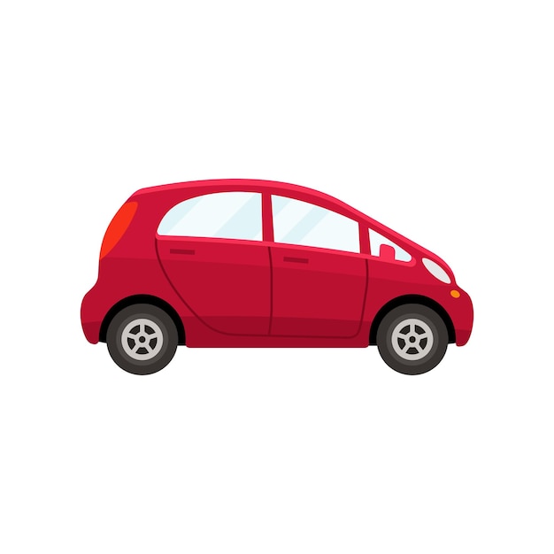 Ilustración de vector de estilo plano de color rojo de coche compacto hatchback