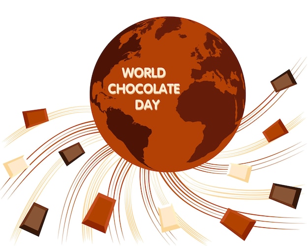 Vector ilustración de vector de estilo plano para el día mundial del chocolate 7 de julio