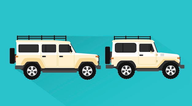 Ilustración de vector de estilo plano de diseño de coche Jeep