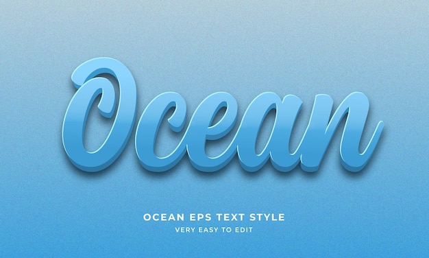 Ilustración de vector de estilo de texto de caligrafía azul océano