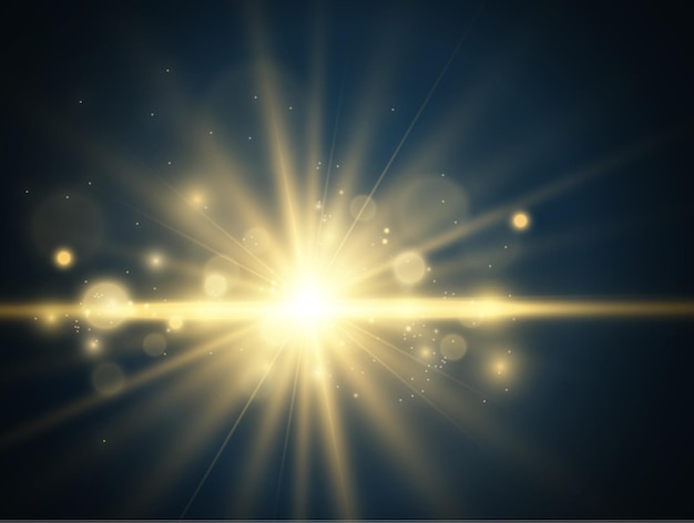 Ilustración de vector de estrella hermosa brillante de un efecto de luz sobre un fondo transparente