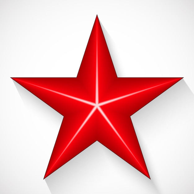 Ilustración de vector de estrella roja de cinco puntas. sobre fondo blanco