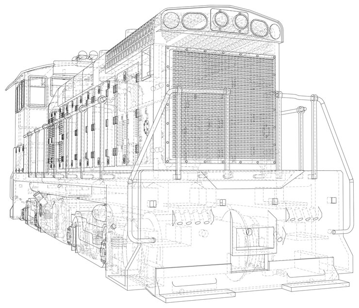 Vector ilustración de vector de estructura metálica de locomotora ilustración de rastreo de d