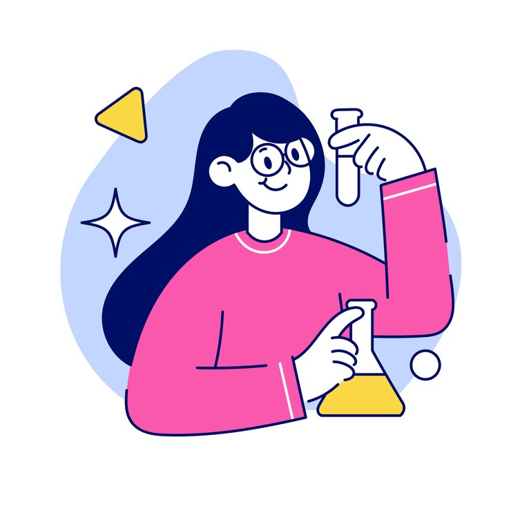 Ilustración de vector de estudio de actividad de aprendizaje de niña