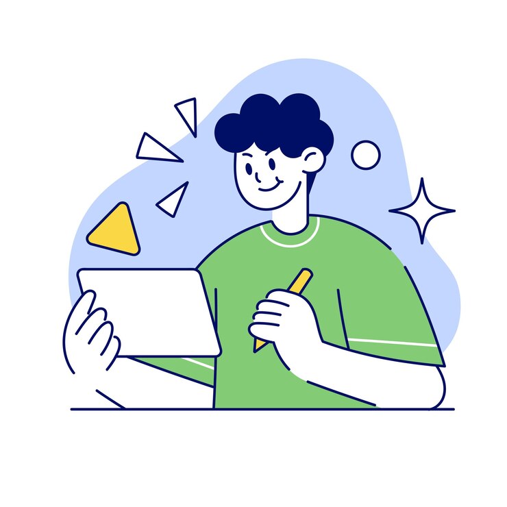 Ilustración de vector de estudio de actividad de éxito de niño