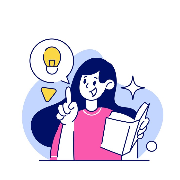 Ilustración de vector de estudio de actividad de idea de niña