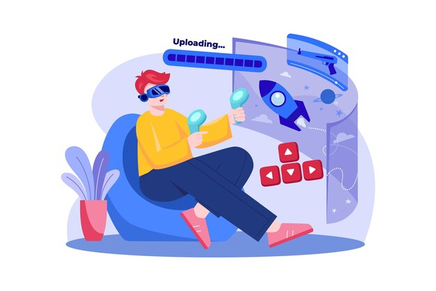 Ilustración de vector de experiencia de juego VR