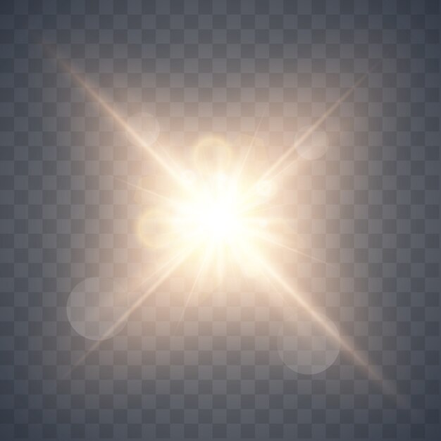 Ilustración de vector de explosión de estrella, sol brillante. Sol aislado