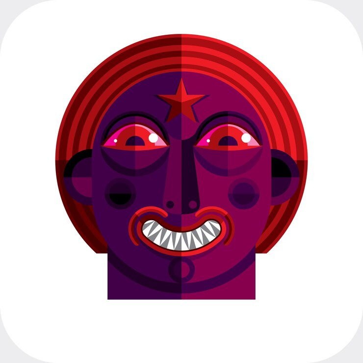 Vector ilustración de vector de extraño avatar modernista, imagen de tema de cubismo. expresión en el rostro de una persona.