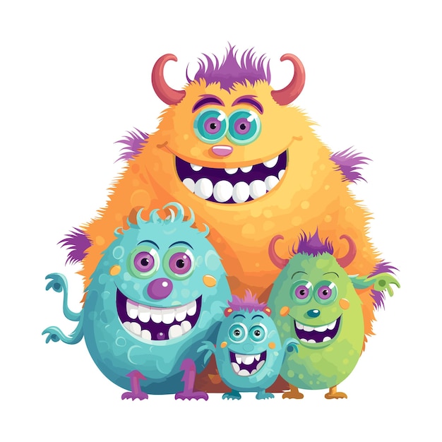 Ilustración de Vector de familia lindo monstruo