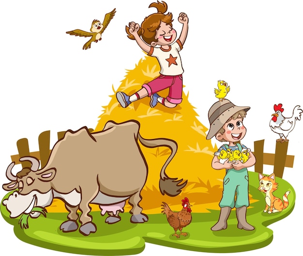 Ilustración de vector de Farm Kid