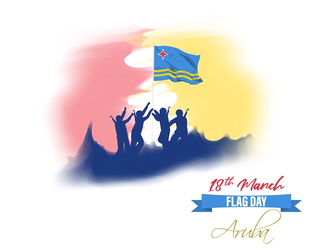 Ilustración de vector de feliz día de la bandera de aruba