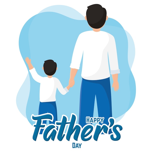 Vector ilustración de vector de feliz día de padres aislado papá y niño