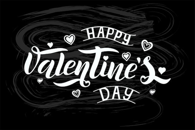 Ilustración de vector de feliz día de san valentín texto para tarjeta de felicitación, plantilla de banner.feliz día de san valentín cartel de tipografía de letras.ilustración de vector de feliz día de san valentín diseño en pizarra