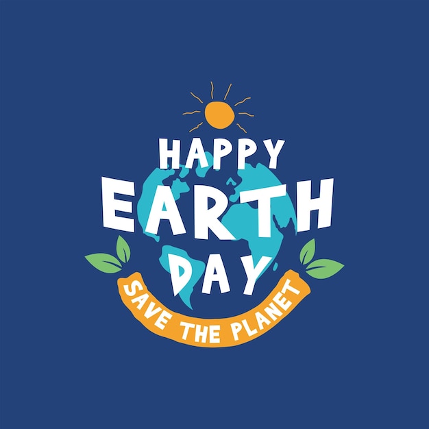 Ilustración de vector de feliz día de la tierra para diseño de fondo de banner de cartel Ecología y salvar el concepto de diseño gráfico del planeta