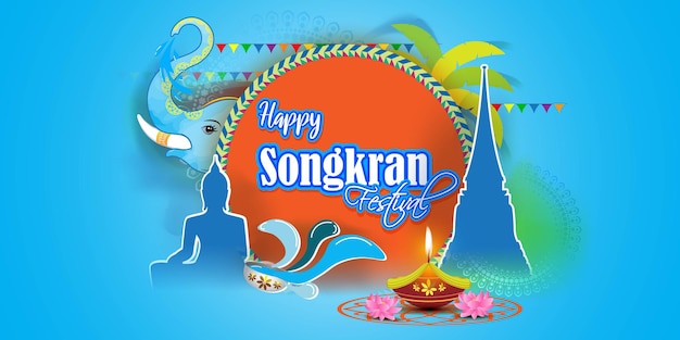 Ilustración de vector de feliz festival de songkran