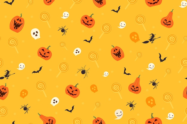 Ilustración de vector de feliz Halloween concepto decoración de patrones sin fisuras.