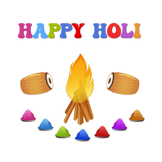 Ilustración de vector feliz holi creada sobre fondo blanco